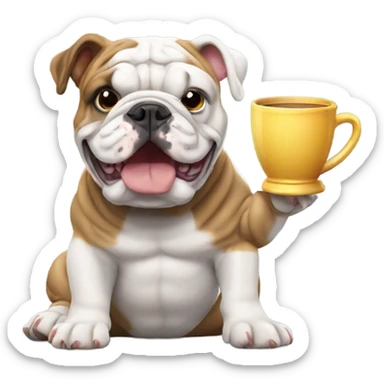 English bulldog with cup sticker