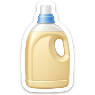 detergent bottle, cream colored, small white cap sticker