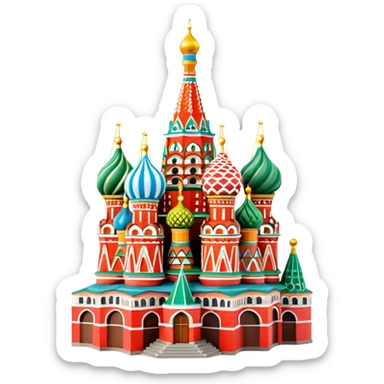 Moscow St. Basil's Cathedral in the form of a figurine souvenir sticker