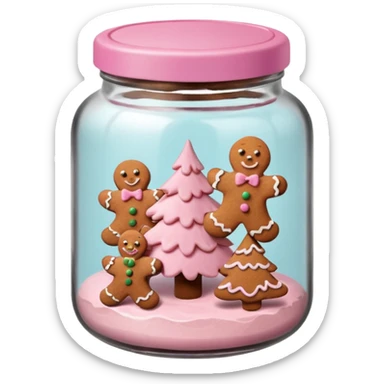 christmas gingerbreads pastel pink in jar with pink lid sticker