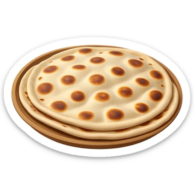 Cinematic Realistic Roti Dish Emoji, showcasing freshly made flatbread rendered with lifelike detail and warm natural lighting. sticker