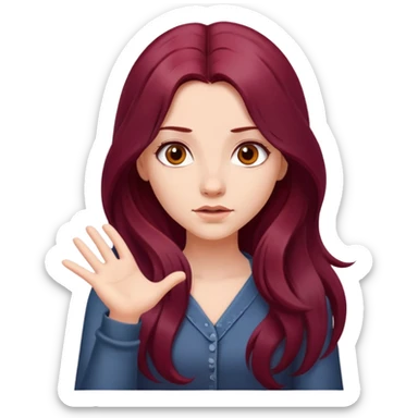 Beautiful long burgundy haired girl, shrugging shoulders sticker