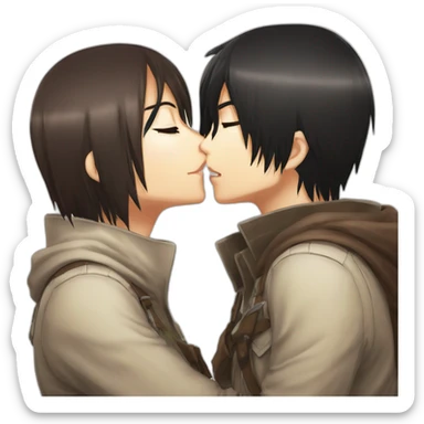 Mikasa Ackerman kissing Eren Yeager sticker