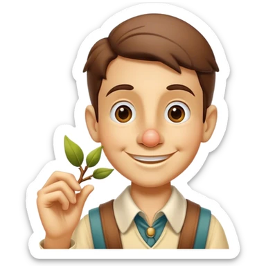 Pinnochio with a branch nose  sticker