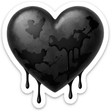 black ink heart emoji with ink streaks, isolated on white background, grung sticker