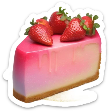 Pink ombre glaze cheesecake with glitter and strawberries  sticker