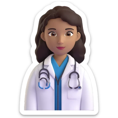mature 60 year old doctor with stethoscope, dark brown hair, medium-dark tan skin tone, cinnamon skin, professional looking but not elderly sticker