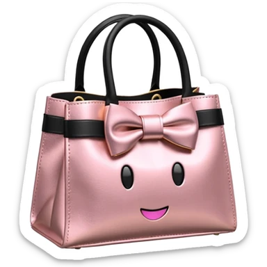 Genera un emoji de bolsa de tienda de ropa de color dorado con un 🎀 de color negro o rosado, dame varias opciones  sticker