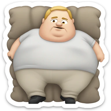 Fat white guy on stomach sticker