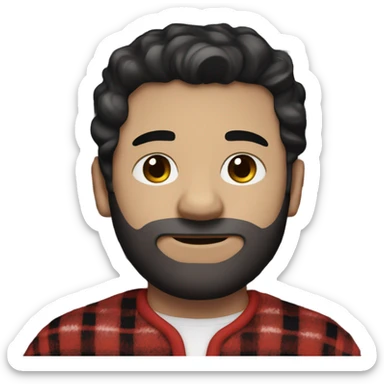  Caucasian man with black hair and brown eyes wearing red and black buffalo plaid pjs sticker