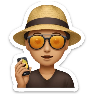 Someone listening to a speaker at the beach. sticker