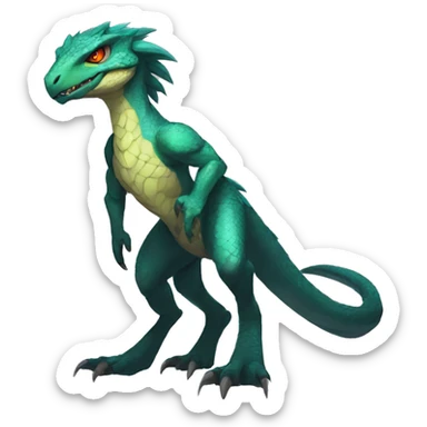 Anthro Sona Fakemon Reptilian Draco-Raptor Full Body sticker