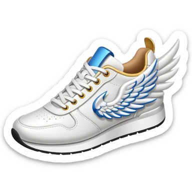 a running shoe with a wing attached to it sticker