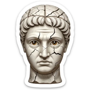 white cracked marble greek statue head sticker