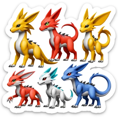 Meloetta-Guilmon-Renamon-Wargreymon-Sergal-Pokémon-Digimon-Fakémon-fusion-hybrid-creature sticker