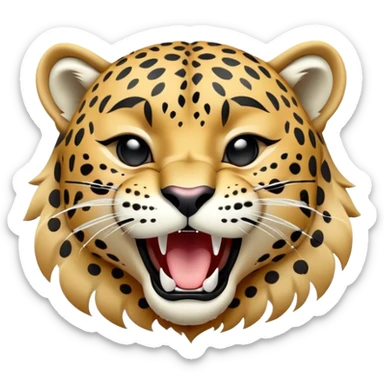 cinematic-realistic-yawning-young jaguar-portrait-emoji,-head-tilted-slightly-with-a-dramatic,-wide-open-yawn,-showcasing-a-lithe,-graceful-build-with-distinctive-rosette-patterns-and-sleepy,-half-closed-eyes,-simplified-yet-irresistibly-adorable, realistic sticker