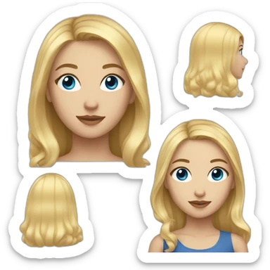 a girl with medium length blonde hair and blue eyes sticker