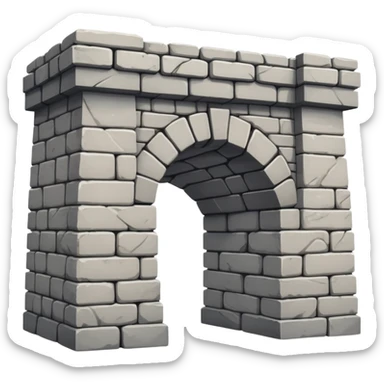 A side profile of a stone bridge where missing bricks make a smiling face emoji. sticker