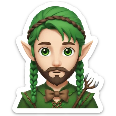 Forest elf with braided beard and bow sticker