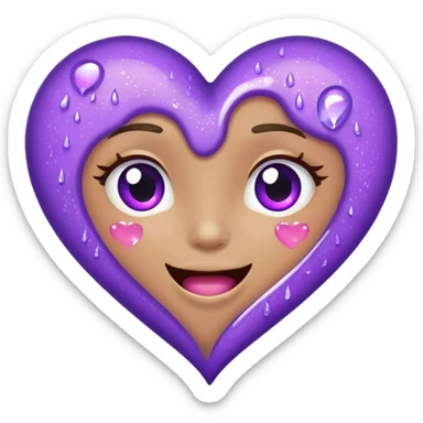 Sideways Glittery purple heart, tears of laughter  sticker