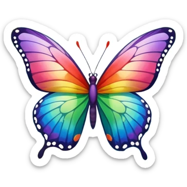 rainbow butterfly on river bank sticker