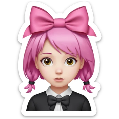 A girl with pink hair tied on both sides sticker