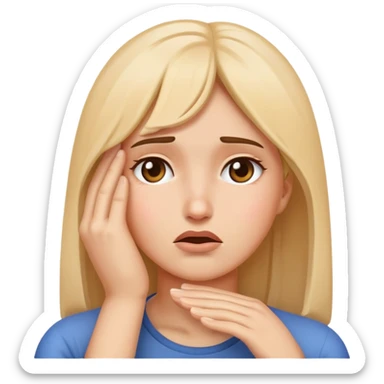 Facepalm gesture followed by three female face emojis sticker