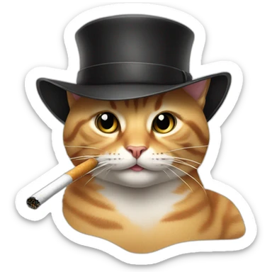 cat with a hat and a cigarette holder sticker