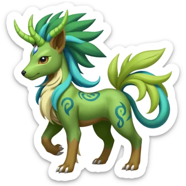Tribal Colorful Fruity Gay Masculine Manectric-Skiddo-Suicune-Virizion-Zygarde-fusion-hybrid-creature  sticker