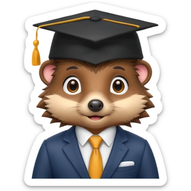 A hedgehog student dressed in a suit and wearing a square academic cap. sticker