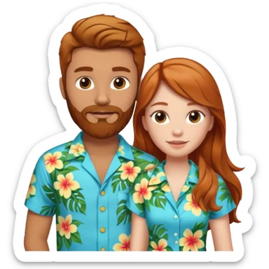Ginger long hair girl,  brown hair men with beard on honeymoon sticker