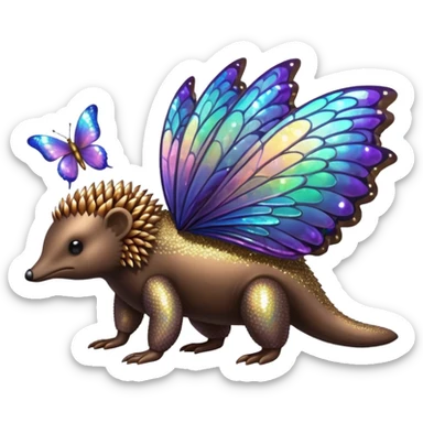 echidna with butterfly wings and sparkle sticker