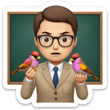 Angry teacher will scold Sparrow in the Busi School sticker