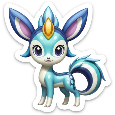 Shiny Spotted Striped Colorful-Fruity-Splash-marked Meloetta-Kyurem-Dialga-Suicune-Pteromon-hybrid sticker