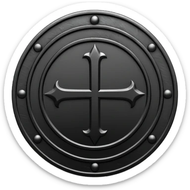 Minimal emoji, gothic metal coin made of black steel, engraved word FORTUNA at the center, ancient industrial aesthetic, worn metal texture, no glow, no neon, flat emoji design, centered, transparent background sticker