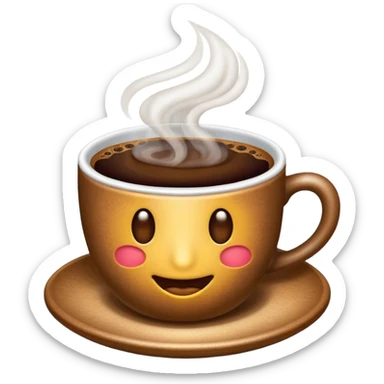 Cinematic Realistic Colombian Coffee Pop Culture Emoji, showcasing a steaming cup of rich, aromatic coffee that epitomizes Colombian culture rendered with detailed textures and warm, inviting lighting. sticker