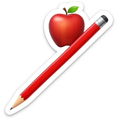 Pencil, apple and ruler sticker