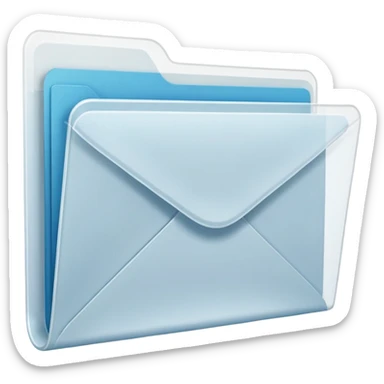 A simple emoji-style icon of a transparent white plastic folder, minimal and clean, with a visible envelope inside labeled “Henry Ballester”, subtle translucency, rounded corners, and soft shading. sticker