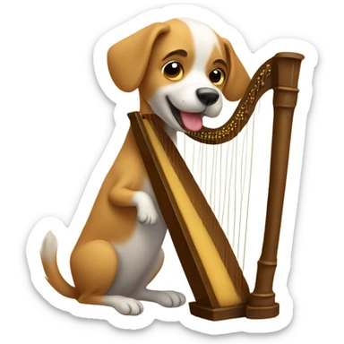 A dog playing the harp sticker
