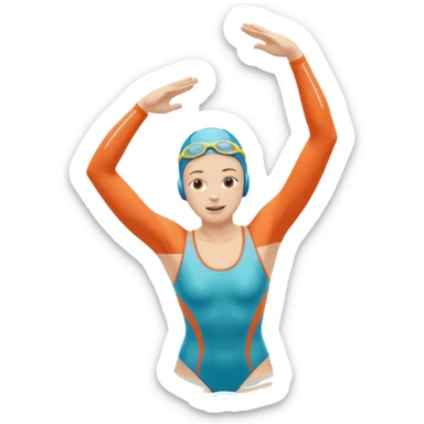 A swimmer is about to dive into the pool. She is in the pose of diving in the air with the hands above the head sticker