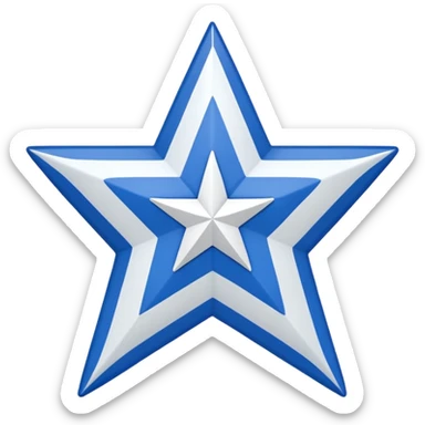 Red background, wide white diagonal stripe top-left to bottom-right, blue five-pointed star centered on the stripe. Clean and symmetrical. sticker