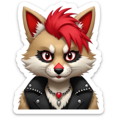 Anthropomorphic Anthro Furry punky gothic black white and red badass cool stylish handsome smexy Animal-furry-fursona sticker