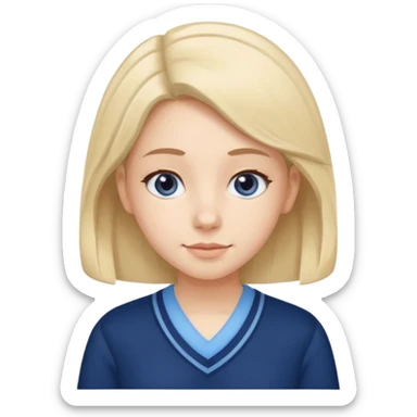 cute school girl jewish blue shirt navy jumper with light blue by the v neck on the jumper sticker