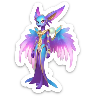 Anthro Sona Colorful Godly Celestial Shiny Fakemon Full Body sticker