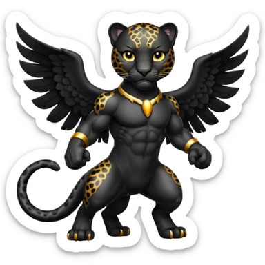 winged black leopard roaring sticker