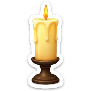  A softly glowing pillar candle with melted wax sticker