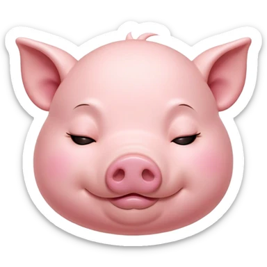 Meme-Worthy Cute Sleeping Pig Portrait Emoji, Head resting peacefully with a contented smile, showcasing a delightfully stout build and a luxuriously soft rosy-pink hide, eyes shut in a serene, restful nap, Simplified yet hilariously adorable features, highly detailed, glowing with a soft, drowsy light, high shine, relaxed and utterly lovable, stylized with an air of playful laziness, bright and heartwarming, soft glowing outline, capturing the essence of a comically sleepy pig, so meme-worthy it feels like it could instantly become the next viral sensation of adorable slumber! sticker