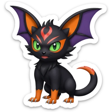 Noibat-Nargacuga-Litten-Torracat-fusion-Fakemon-Pokémon-creature  sticker