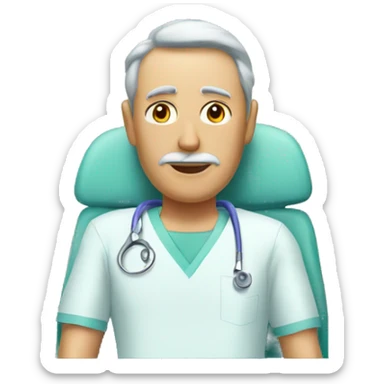 the patient man is on the surgical table sticker