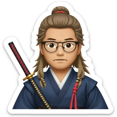 Long Haired Samurai with Glasses, Samurai with long hair tied back and glasses


 sticker
